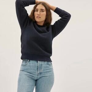 Everlane The ReNew Fleece Raglan Sweatshirt in Dark Navy Size S